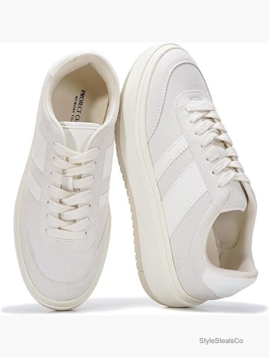 Shoes - Platform Sneakers, Memory Foam, Non-Slip, Lace-Up, Casual